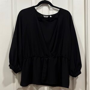 Reitmans Black Blouse with Peplum Hem